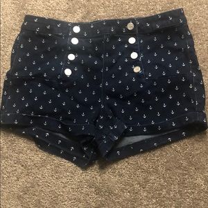 Navy blue high waisted sailor shorts